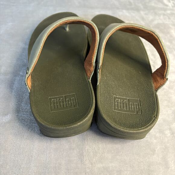 Fitflop Lulu Shimmer Suede Sandals Women's 9 Green Comfort Summer Flip Flops‎ - Picture 4 of 5